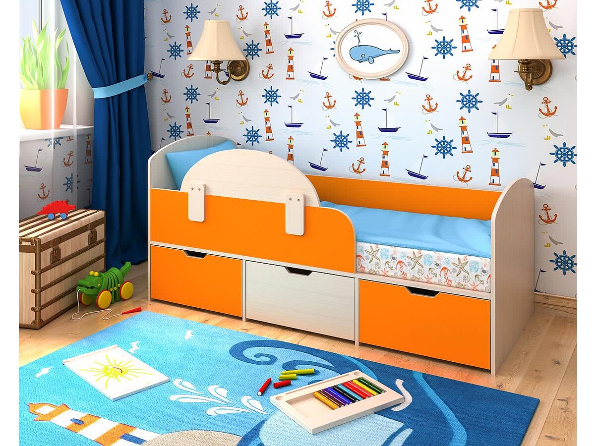 Кровать-чердак Малыш Мини с бортиком