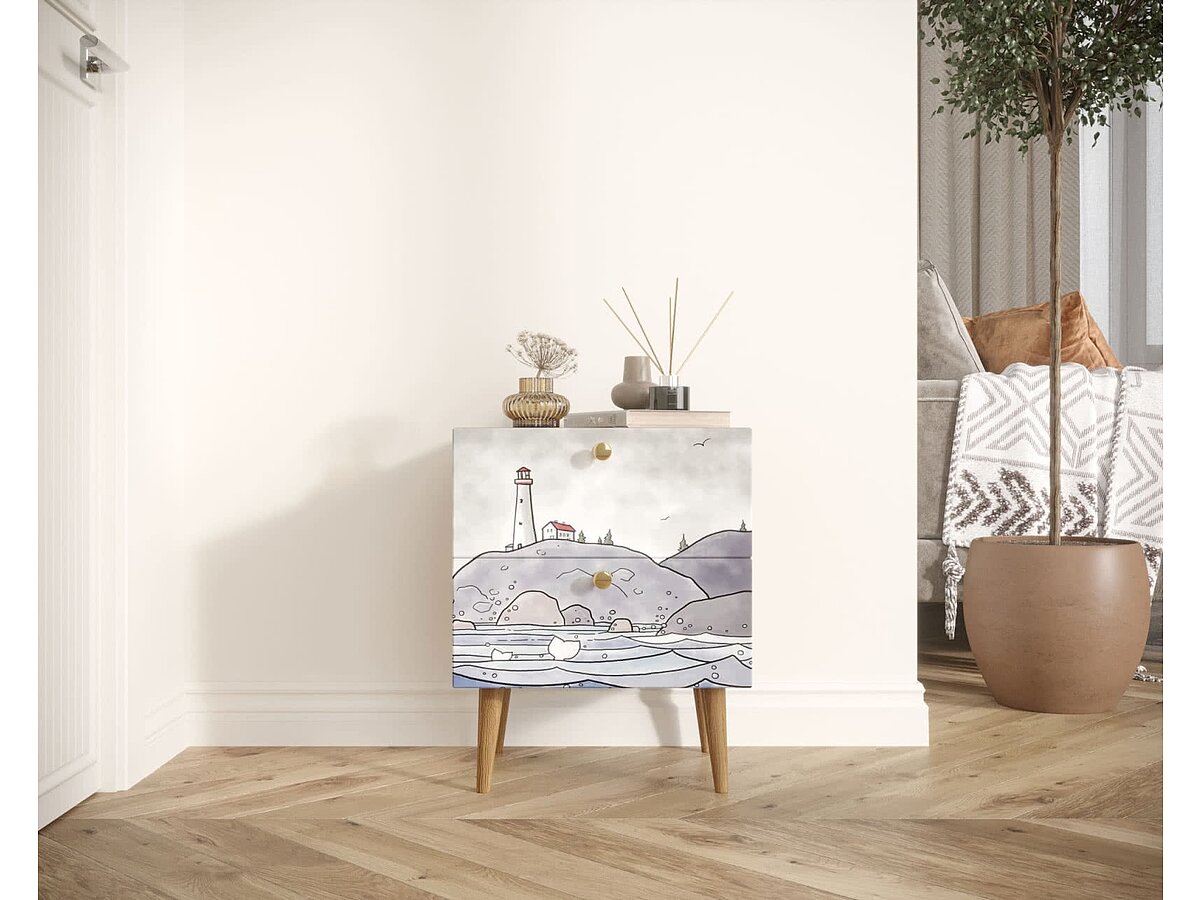 Print 51 Тумба Этaжepкa Berber с двумя ящиками, BB03