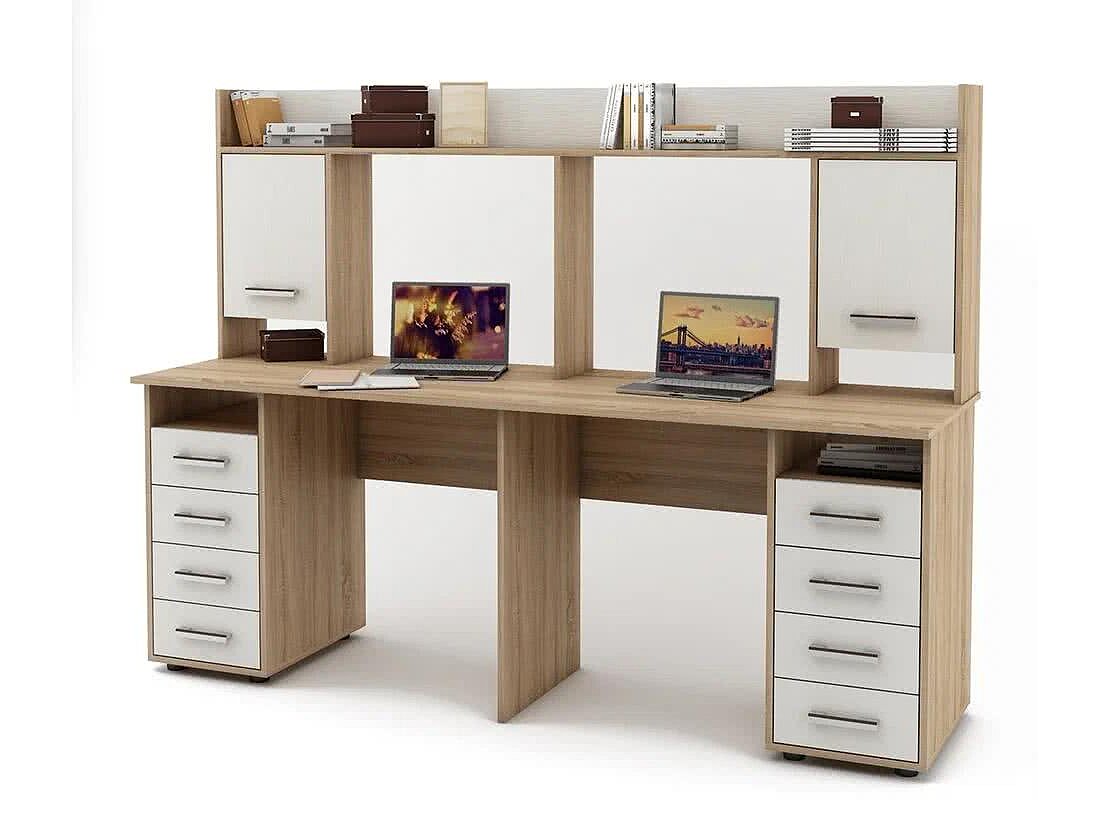 Дуб сонома/Белый Стол МФ Мастер Остин-20 письменный для двоих