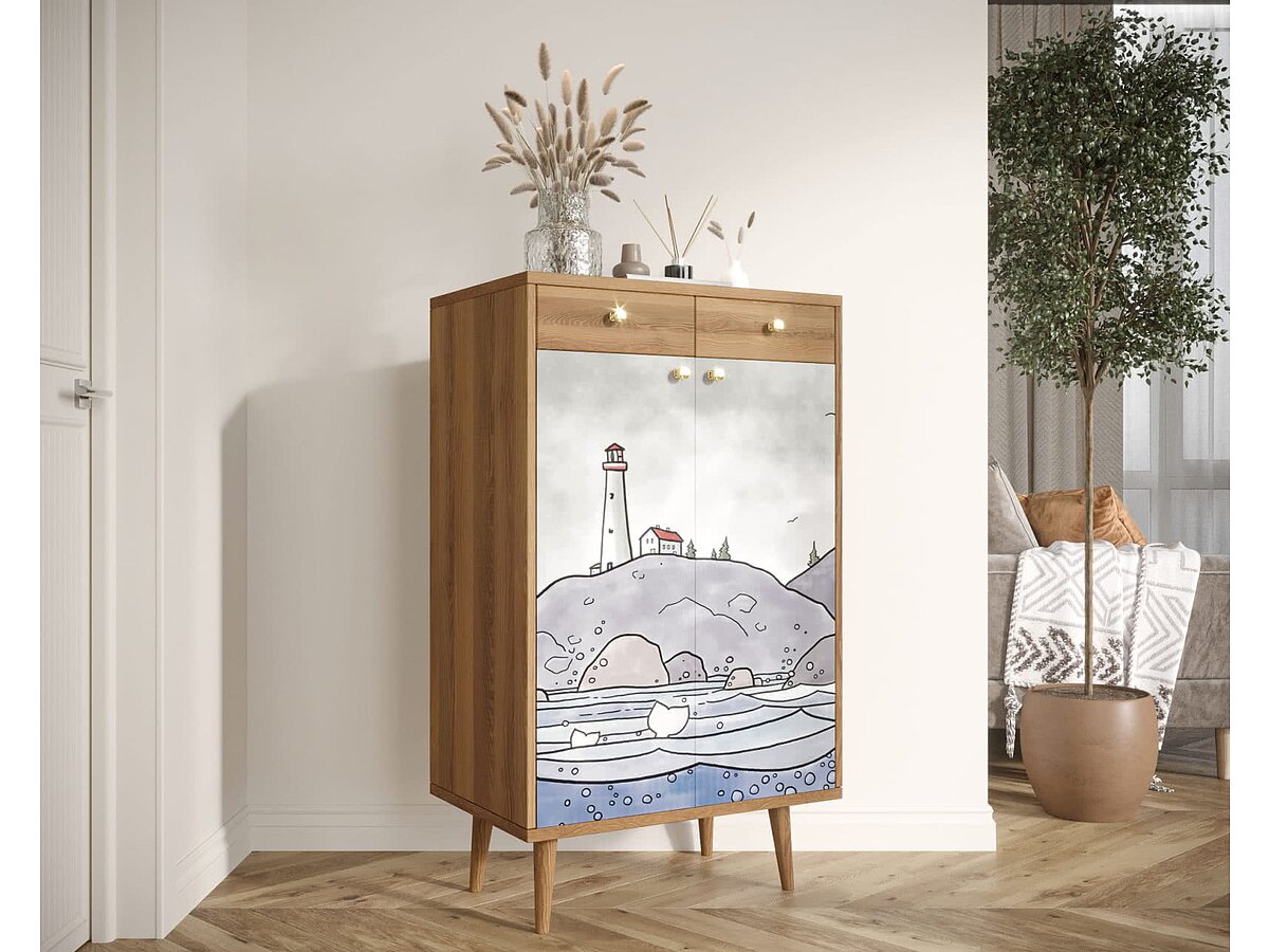 Print 51 Комод Этажерка Berber BB46 два ящика и дверки