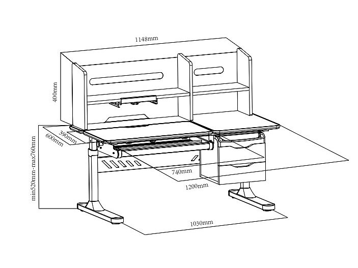 Комплект Cubby парта Ortensia II Grey и кресло Marte Grey