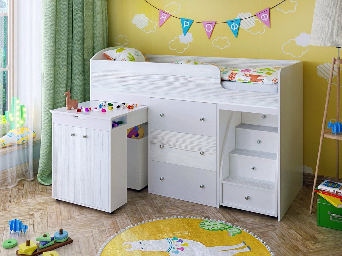 Кровать-чердак Ярофф Малыш (70х160) белый