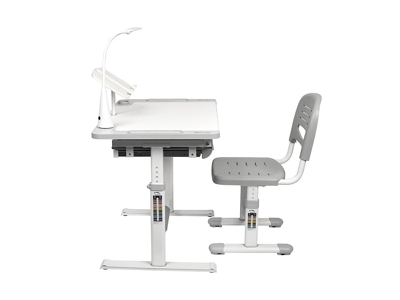 Grey Парта и стул FunDesk Littonia с лампой и подставкой