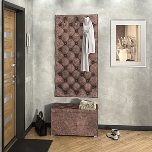 Коньяк Прихожая Мишель Панель вешалка Мишель 750+Пуф Мишель 750