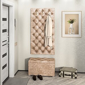 Латте Прихожая Мишель Панель вешалка Мишель 750+Пуф Мишель 750