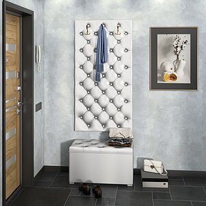 Милк Прихожая Мишель Панель вешалка Мишель 750+Пуф Мишель 750