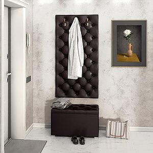 Умбер Прихожая Мишель Панель вешалка Мишель 750+Пуф Мишель 750