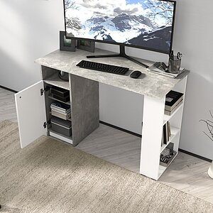 Бетон/белый Стол письменный Лацио
