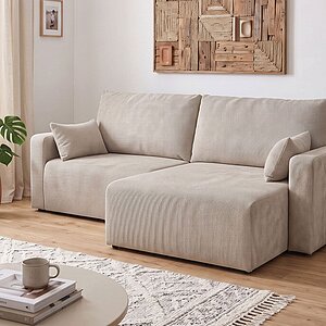Бежевый Угловой диван-кровать Брайтон шенилл