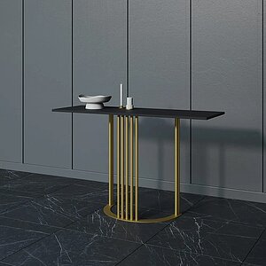 Черная столешница / Золотая опора Консольный стол Genglass Violur 120х40 см