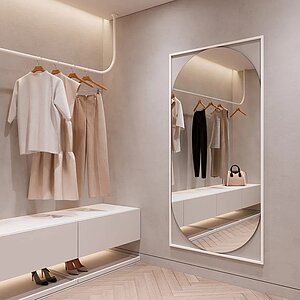 Белый Зеркало Genglass Kvaden XL в раме
