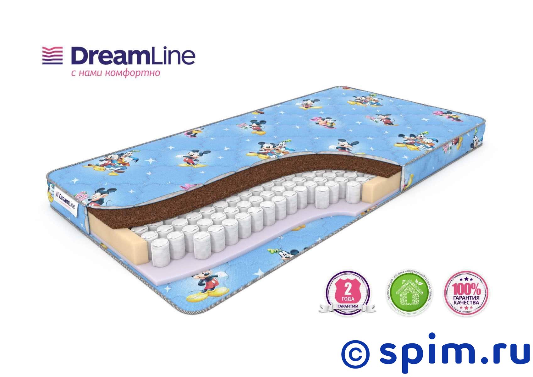 Детский матрас DreamLine Baby Sleep Dream Tfk 70х160 см Детский матрас DreamLine Baby Sleep Dream Tfk 70х160 смДетские матрасы DreamLine<br>Разносторонний матрас на независимых пружинах TFK (256 шт/м2): жесткий со стороны кокосовой койры и средней жесткости со стороны искусственного латекса. Съемный чехол из поликотона. Высота: 14 см. Размер ДримЛайн Бэби Слип Дрим Тфк детский: 70 x 160 см<br><br>Ширина см: 70<br>Длина см: 160