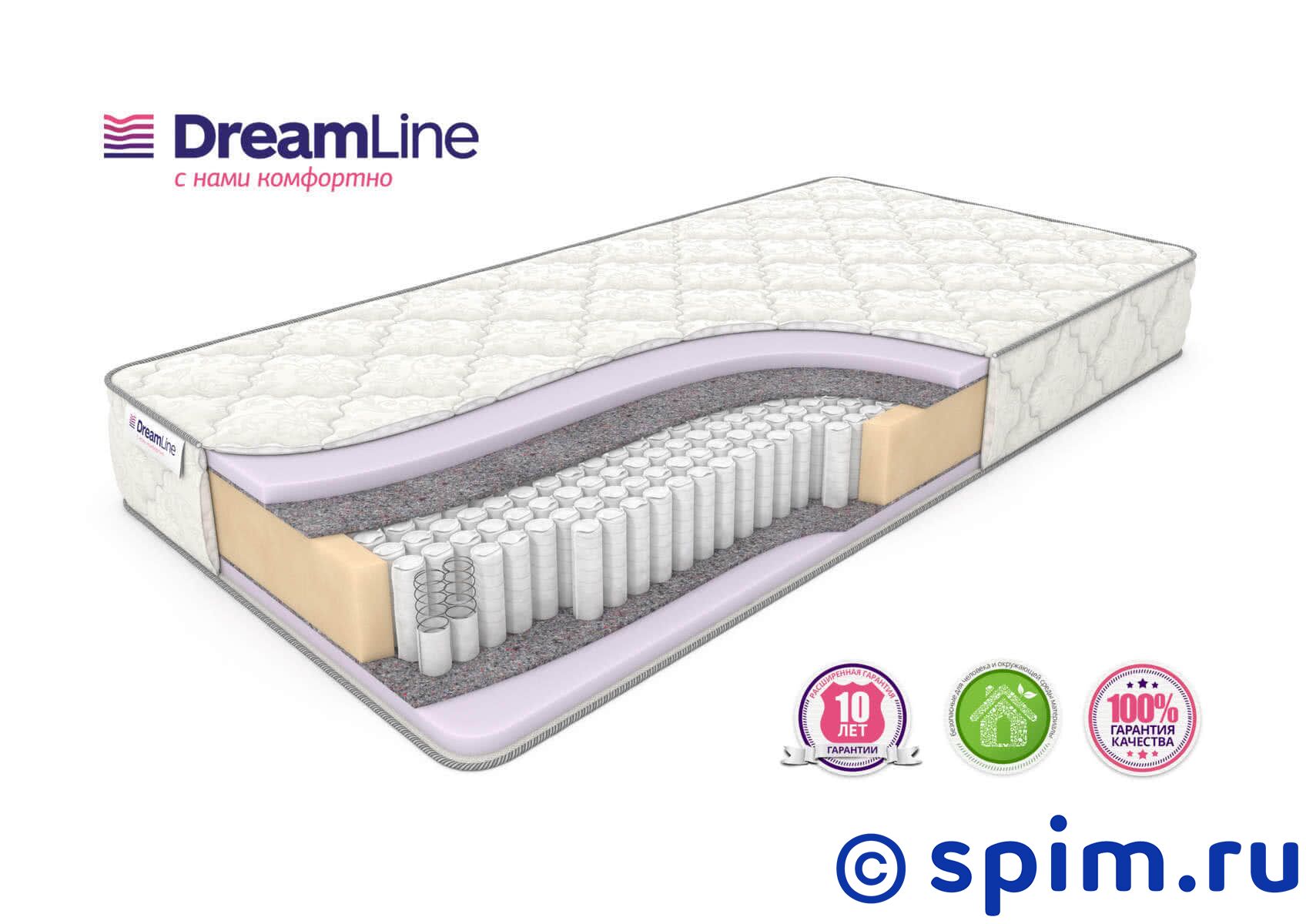 Матрас DreamLine Eco Foam S1000 90х200 см Матрас DreamLine Eco Foam S1000 90х200 смМатрасы DreamLine на пружинном блоке Multipoket S1000<br>Матрас средней жесткости на независимых пружинах Multipoket S1000 (500 пружин/м2), с прослойками искусственного латекса. Несъемный чехол из трикотажа. Нагрузка до 110 кг. Высота: 19 см. Размер ДримЛайн Эко Фоам С1000 односпальный: 90 x 200 см<br><br>Ширина см: 90<br>Длина см: 200