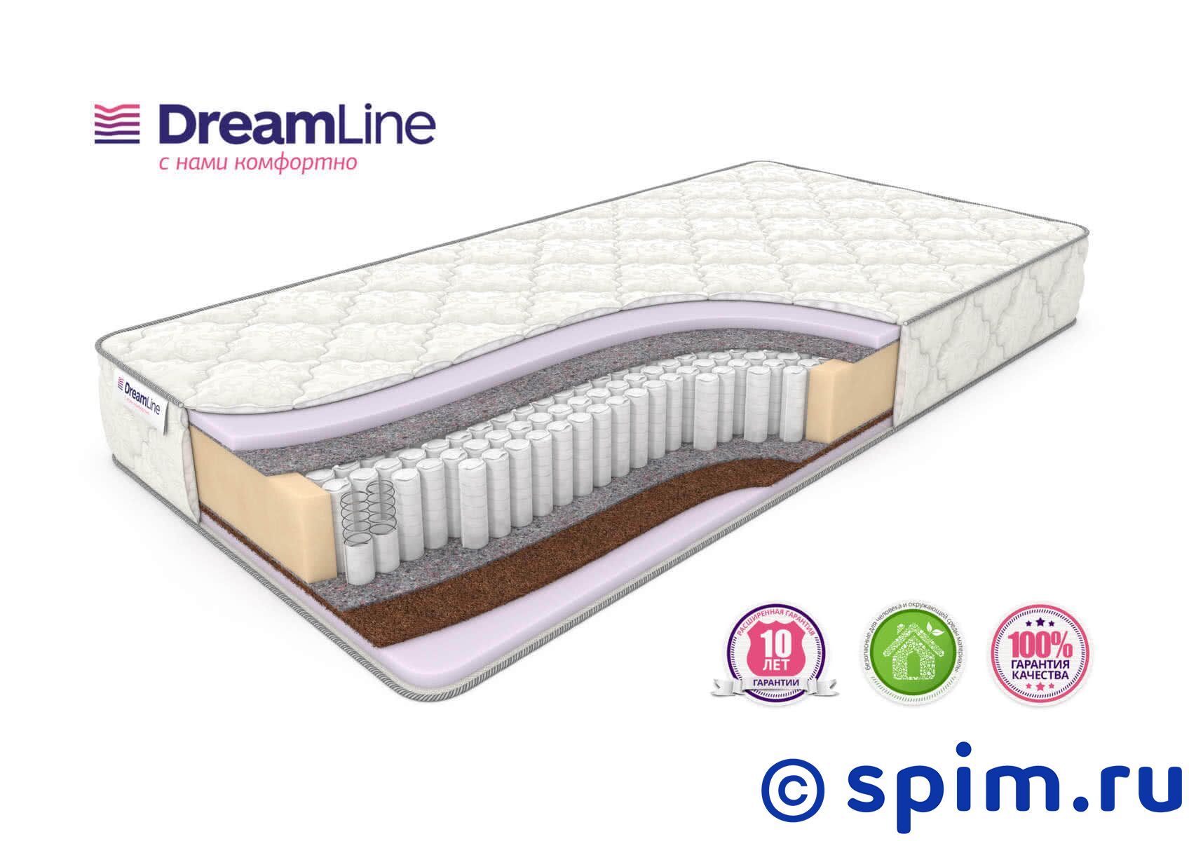 Матрас DreamLine Kombi 3 S1000 180х195 см Матрас DreamLine Kombi 3 S1000 180х195 смМатрасы DreamLine на пружинном блоке Multipoket S1000<br>Разносторонний матрас на независимых пружинах Multipoket S1000 (500 пружин/м2): мягкий со стороны искусственного латекса и средней жесткости со стороны искусственного латекса и кокоса. Несъемный чехол из трикотажа. Нагрузка до 120 кг. Высота: 20 см. Размер ДримЛайн Комби 3 С1000 двуспальный: 180 x 195 см<br><br>Ширина см: 180<br>Длина см: 195