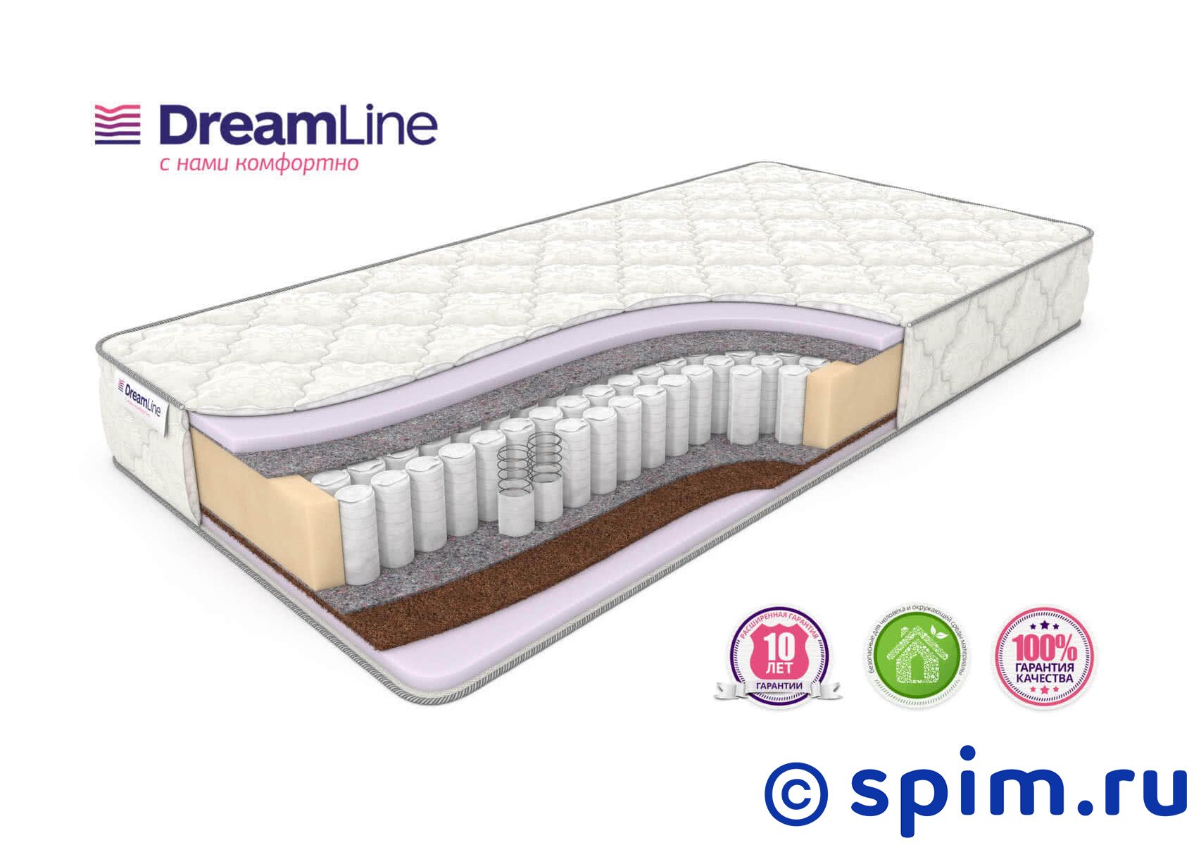 Матрас DreamLine Kombi 3 Tfk 90х200 см Матрас DreamLine Kombi 3 Tfk 90х200 смМатрасы DreamLine на пружинном блоке TFK<br>Разносторонний матрас на независимых пружинах TFK (256 пружин/м2): мягкий со стороны искусственного латекса и средней жесткости со стороны искусственного латекса и кокоса. Несъемный чехол из хлопкового жаккарда. Нагрузка до 110 кг. Высота: 20 см. Размер ДримЛайн Комби 3 Тфк односпальный: 90 x 200 см<br><br>Ширина см: 90<br>Длина см: 200