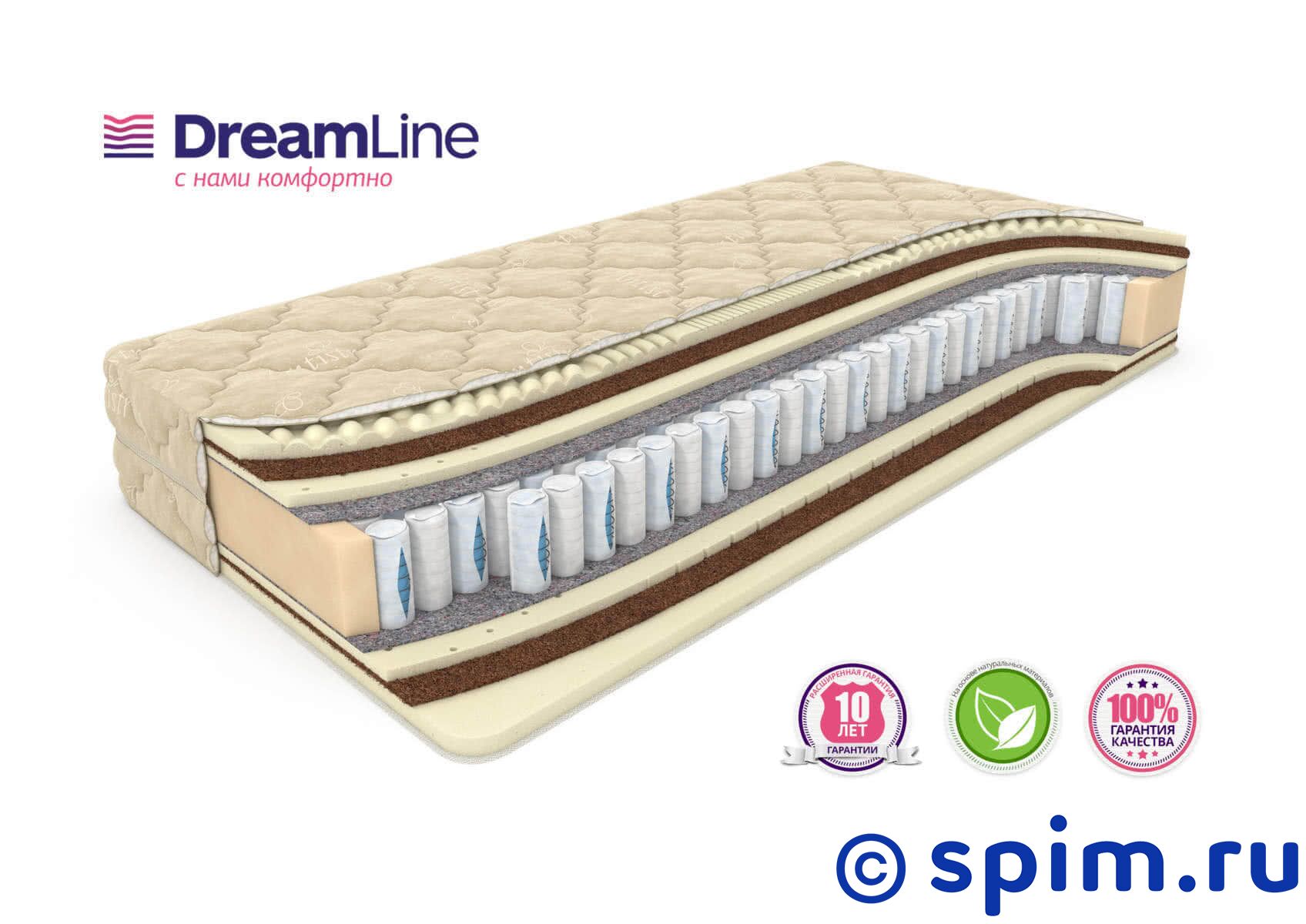 Матрас DreamLine Paradise Massage Ds 150х195 см Матрас DreamLine Paradise Massage Ds 150х195 смМатрасы DreamLine Massage<br>Матрас средней жесткости на независимых пружинах Дуэт (250+108 шт/м2), с прослойками 7-мизонного латекса, Бикокоса и перфорированного латекса. Съемный чехол из велюра. Высота: 28 см. Нагрузка: до 150 кг. Размер ДримЛайн Парадиз Массаж Дс двуспальный: 150 x 195 см<br><br>Ширина см: 150<br>Длина см: 195<br>Линейка: Massage