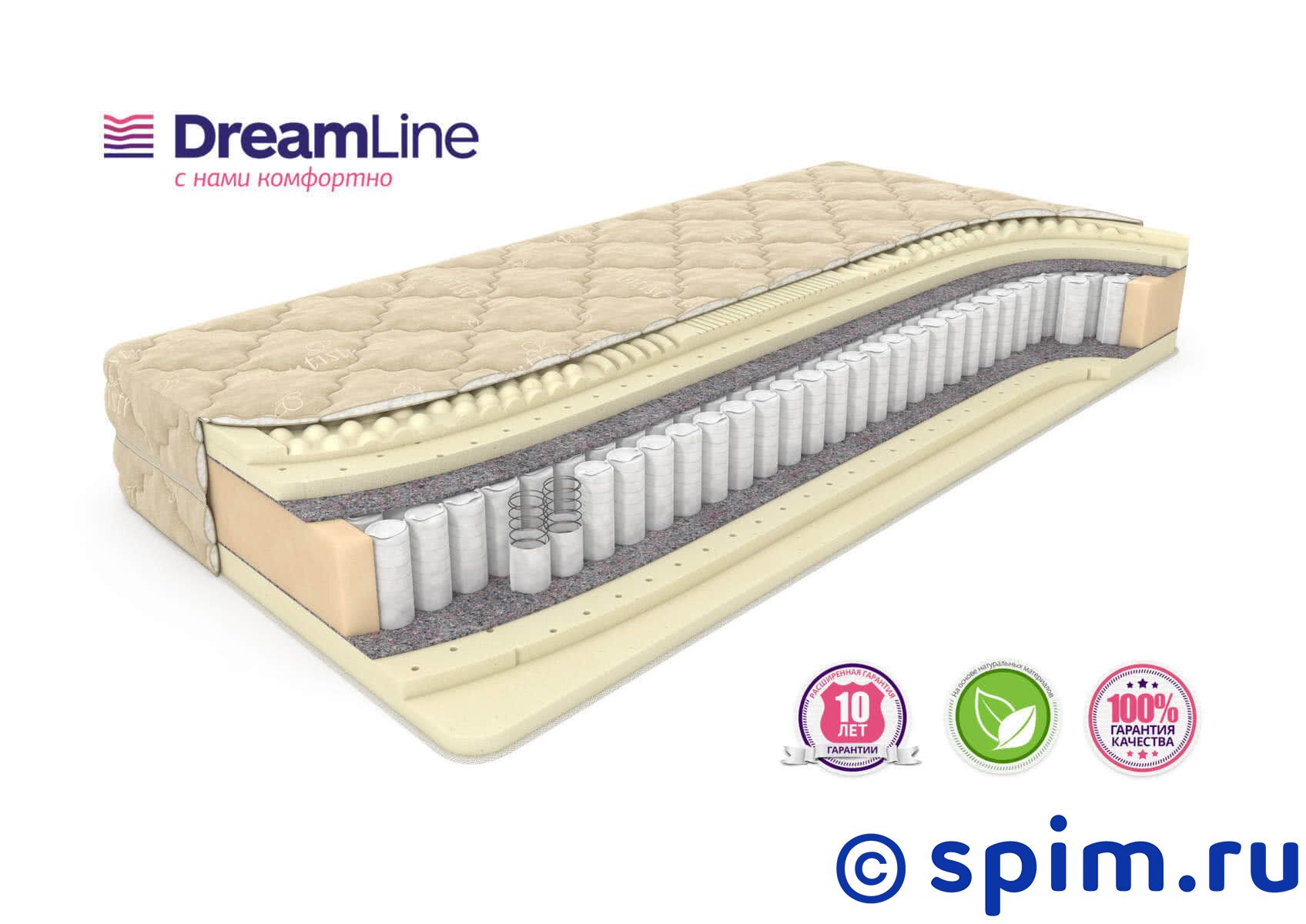 Матрас DreamLine Relax Massage Tfk 150х190 см Матрас DreamLine Relax Massage Tfk 150х190 смМатрасы DreamLine Massage<br>Мягкий матрас на независимых пружинах TFK (256 шт/м2), с прослойками 7-мизонного и перфорированного латекса. Съемный чехол из велюра. Высота: 28 см. Нагрузка: до 120 кг. Размер ДримЛайн Релакс Массаж Тфк двуспальный: 150 x 190 см<br><br>Ширина см: 150<br>Длина см: 190<br>Линейка: Massage