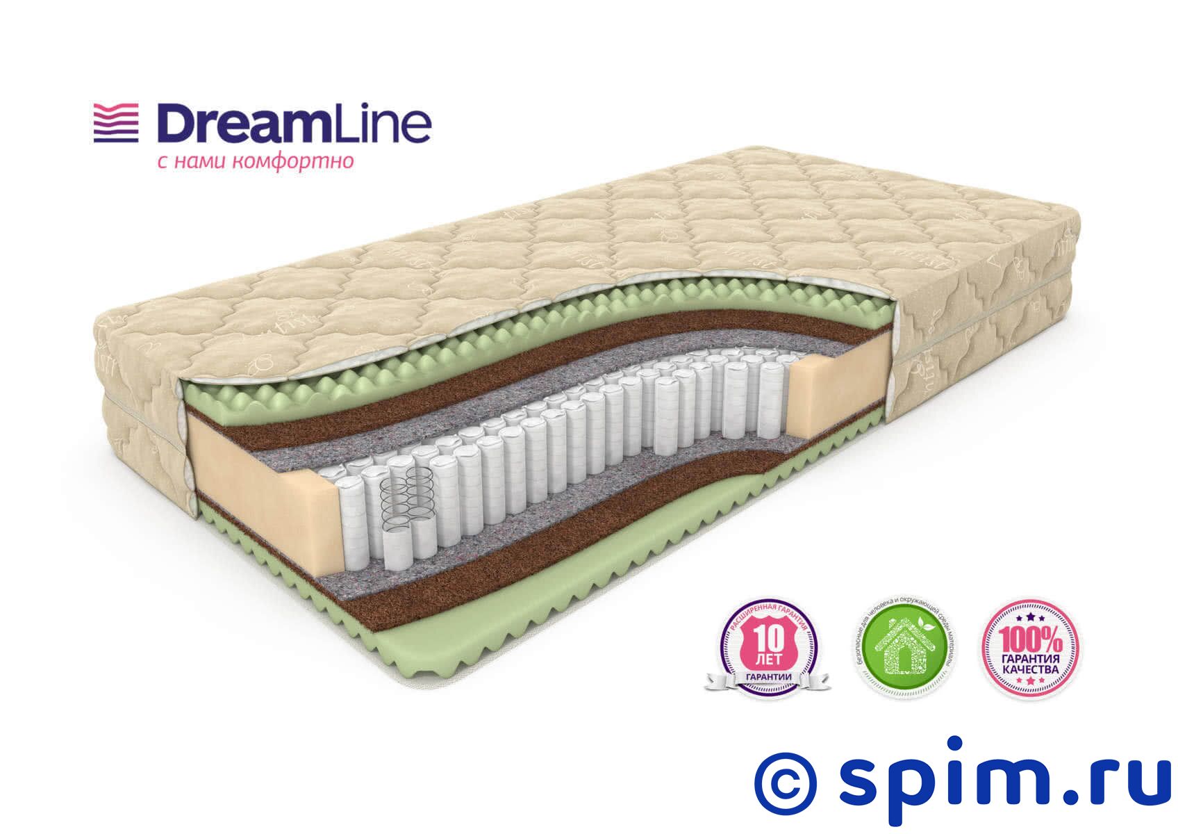 Матрас DreamLine Space Massage S1000 180х190 см Матрас DreamLine Space Massage S1000 180х190 смМатрасы DreamLine Massage<br>Матрас средней жесткости на независимых пружинах Multipoket S1000 (500 шт/м2), с прослойками ячеистой пены и Бикокоса. Несъемный чехол из трикотажа. Высота: 24 см. Нагрузка: до 120 кг. Размер ДримЛайн Спейс Массаж С1000 двуспальный: 180 x 190 см<br><br>Ширина см: 180<br>Длина см: 190<br>Линейка: Massage