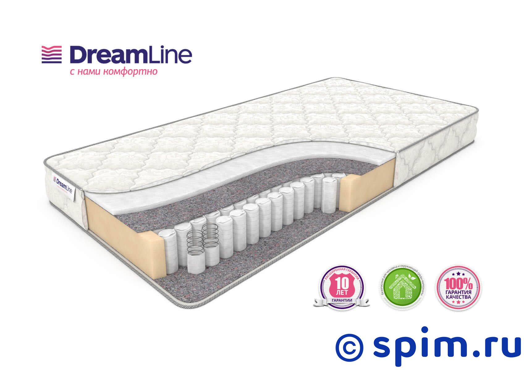 Матрас DreamLine Single Hol Tfk 140х200 см Матрас DreamLine Single Hol Tfk 140х200 смМатрасы DreamLine Single<br>Односторонний умеренно-жесткий матрас на независимых пружинах TFK (256 шт/м2), с прослойкой из холлофайбера. Несъемный чехол из хлопкового жаккарда. Высота: 18 см. Нагрузка: до 110 кг. Размер ДримЛайн Сингл Хол Тфк двуспальный: 140 x 200 см<br><br>Ширина см: 140<br>Длина см: 200<br>Линейка: Single