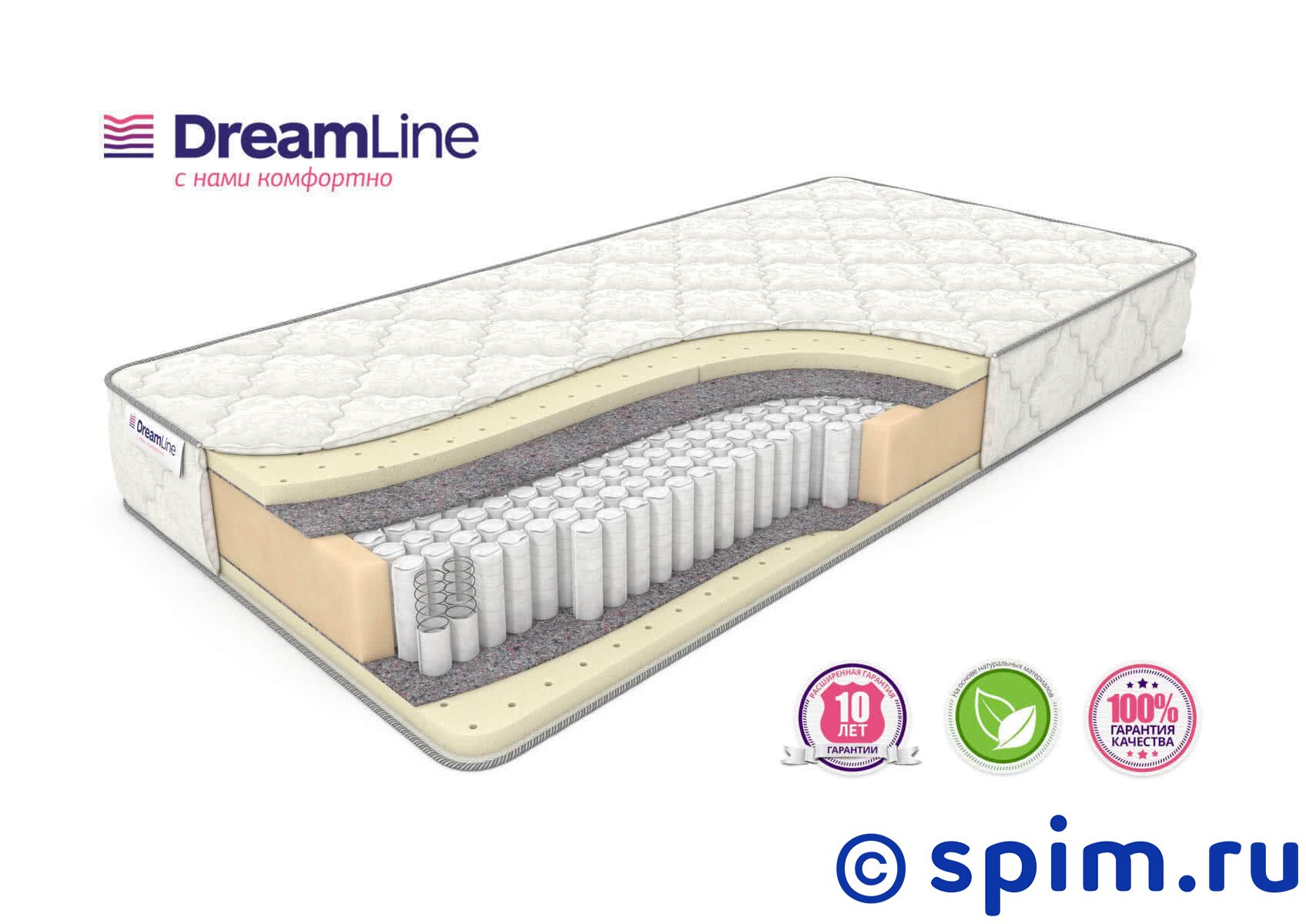 Матрас DreamLine Sleep 3 S1000 120х200 см Матрас DreamLine Sleep 3 S1000 120х200 смМатрасы DreamLine на пружинном блоке Multipoket S1000<br>Мягкий матрас на независимых пружинах Multipoket S1000 (500 пружин/м2), с прослойками натурального латекса (3 см.). Несъемный чехол из трикотажа. Нагрузка до 130 кг. Высота: 21 см. Размер ДримЛайн Слип 3 С1000 полутораспальный: 120 x 200 см<br><br>Ширина см: 120<br>Длина см: 200