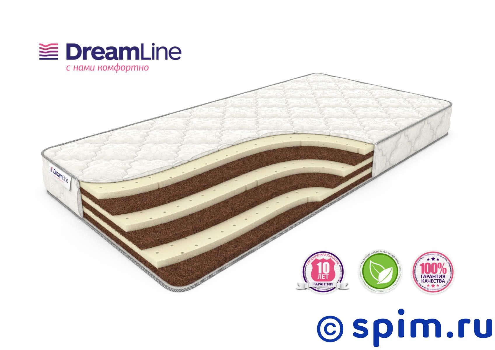Матрас DreamLine Springless Mix 180х190 см Матрас DreamLine Springless Mix 180х190 смМатрасы DreamLine Springless<br>Разносторонний матрас из чередующихся слоев натурального латекса и кокоса. Несъемный чехол из хлопкового жаккарда. Жесткость: средняя/выше средней. Высота: 19 см. Нагрузка: до 140 кг. Размер ДримЛайн Спринглесс Микс двуспальный: 180 x 190 см<br><br>Ширина см: 180<br>Длина см: 190<br>Линейка: Springless