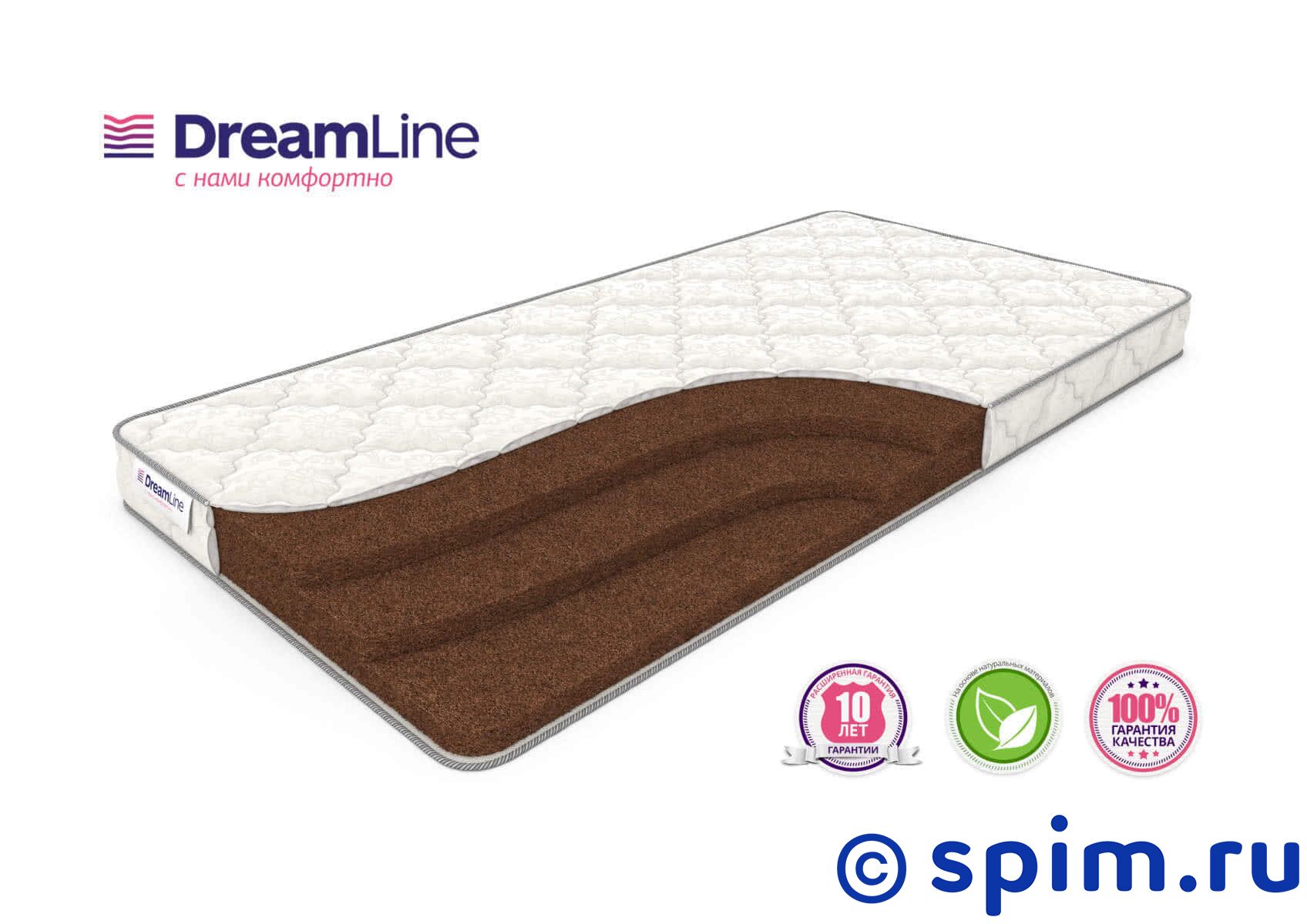 Матрас DreamLine Springless Orto 9 180х200 см Матрас DreamLine Springless Orto 9 180х200 смМатрасы DreamLine Springless<br>Жесткий кокосовый матрас. Несъемный чехол из хлопкового жаккарда. Высота: 10 см. Нагрузка: до 110 кг. Размер ДримЛайн Спринглесс Орто 9 двуспальный: 180 x 200 см<br><br>Ширина см: 180<br>Длина см: 200<br>Линейка: Springless