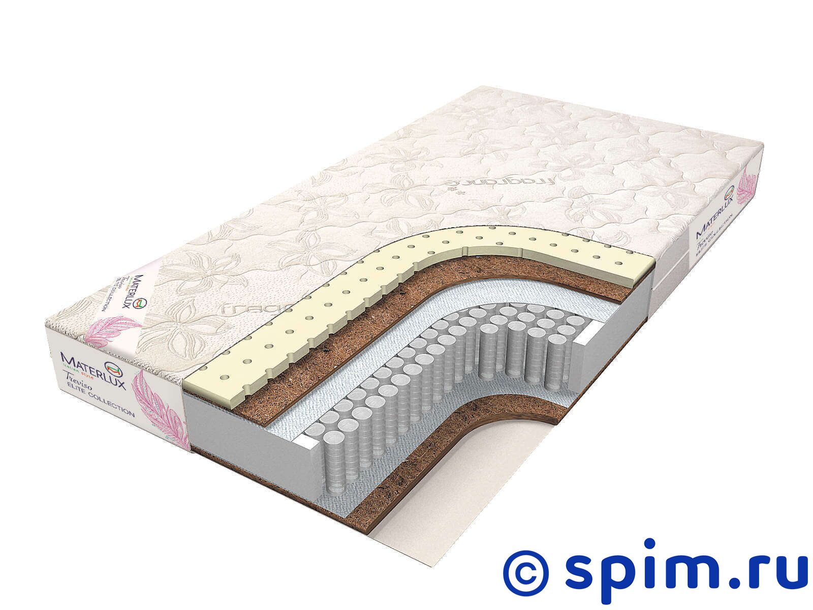 Матрас Materlux Treviso 90х200 см Матрас Materlux Treviso 90х200 смМатрасы Materlux Элит<br>Разносторонний матрас на основе независимых пружин (260 шт/м2): жесткий со стороны кокоса и средней жесткости со стороны кокоса и натурального латекса. Чехол: хлопковый трикотаж. Высота: 20-22 см. Нагрузка: до 130 кг. Размер Матерлюкс Тревизо односпальный: 90 x 200 см<br><br>Ширина см: 90<br>Длина см: 200<br>Линейка: Элит