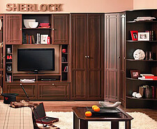Модульная мебель Шерлок в английском стиле для гостиной, домашнего кабинета цвета орех