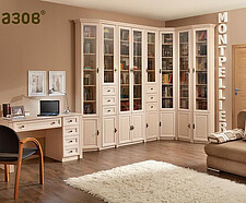 Купите белую мебель для домашней библиотеки, книжные шкафы для книг со стеклом в интернет-магазине MebHomе.RU