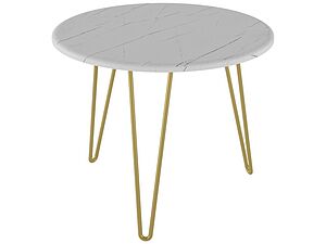 Купить стол Мебелик Рид Голд 430 Белый мрамор/Золото