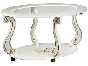 Купить стол Мебелик Овация (С) на колесах Слоновая кость/Золото
