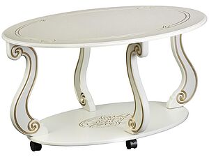 Купить стол Мебелик Овация (М) на колесах слоновая кость/Золото