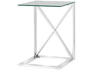 Купить стол STOOL GROUP Кросс 40х40 Прозрачное стекло/Сталь серебро