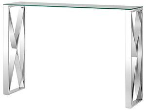 Купить стол STOOL GROUP Кросс 115х30 Прозрачное стекло/Сталь серебро