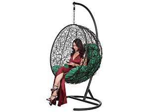 Купить кресло Bigarden Kokos Black (со стойкой) Зеленая подушка