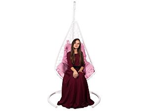 Купить кресло Bigarden Wind White (со стойкой) Розовая подушка