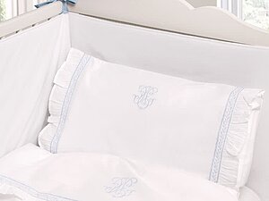 Детское постельное белье Luxberry Вензель, белый голубой