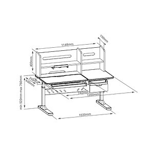  FunDesk  Fiore II Grey   Solerte Grey