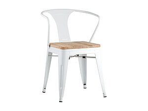 Купить стул STOOL GROUP TOLIX ARM WOOD с подлокотниками Белый глянцевый/Светлое дерево