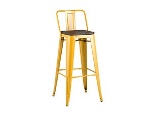 Купить стул STOOL GROUP Tolix Wood барный со спинкой Желтый глянцевый/Темное дерево
