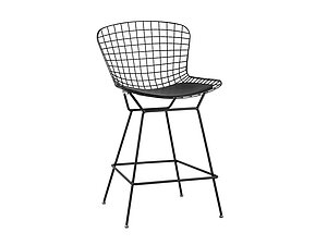 Купить стул STOOL GROUP Bertoia полубарный Черный/Черная подушка