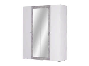 Купить шкаф Шагус ТД Акация 4-х створчатый с зеркалом (Белое сияние/ Цемент светлый)