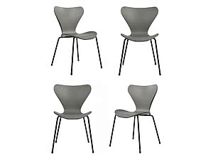 Купить стул Bradexhome Seven Style 4 шт серый, черные ножки