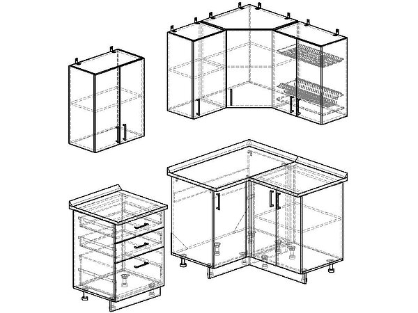 Сборка угловой кухни нижней части