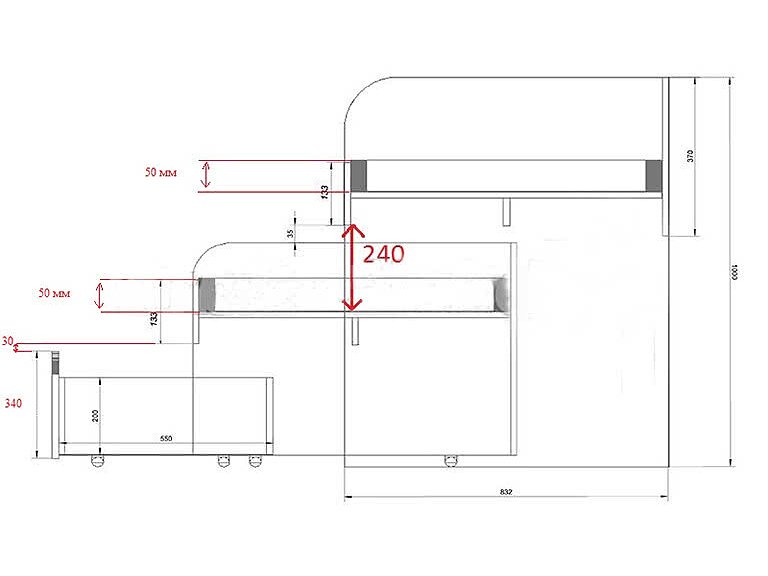 Выдвижная кровать для двоих детей схема сборки
