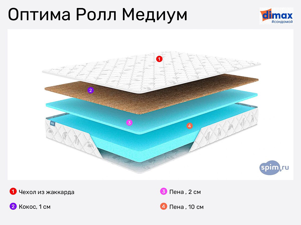 Матрас dimax оптима ролл хард