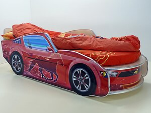 Купить кровать ВиВера -машинка Мустанг Премиум с матрасом и подсветкой