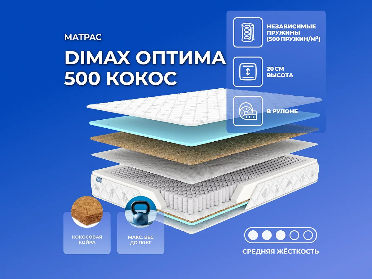 ������ Dimax ������ 500 ����� 160�200 ��.
                          ������ optima 500 Kokos �� 35627 ��� � 