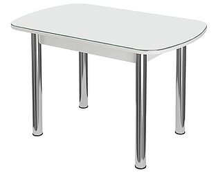 Купить стол MLK Бостон-3 Белый глянец с цельной вставкой 1100х700 опора брифинг