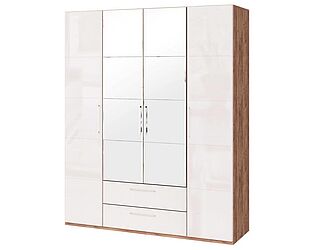 Купить шкаф Ижмебель Монреаль (02) для одежды с ящик 4-х дверный с зеркалом